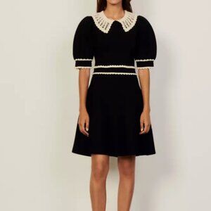SANDRO Knit dress with contrasting collar